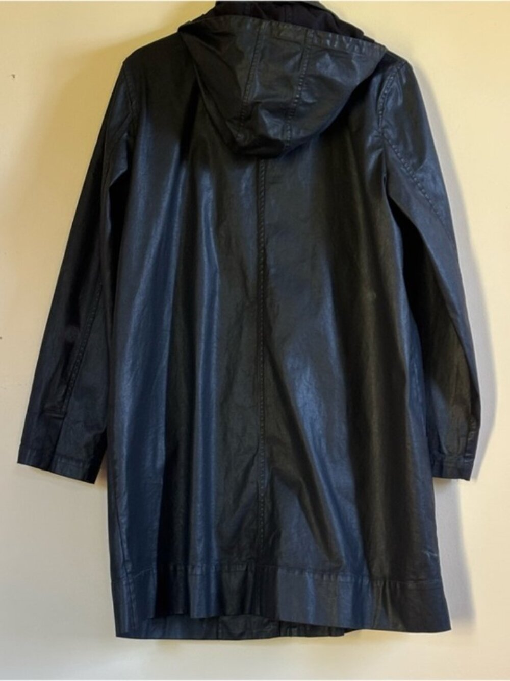 [New] Eileen Fisher (M) Black Waxed Organic Cotton Stretch Twill Hooded Jacket - Picture 3 of 12